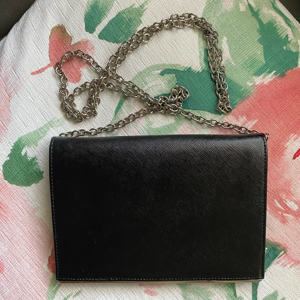 Halogen Black Leather Formal Crossbody/Clutch